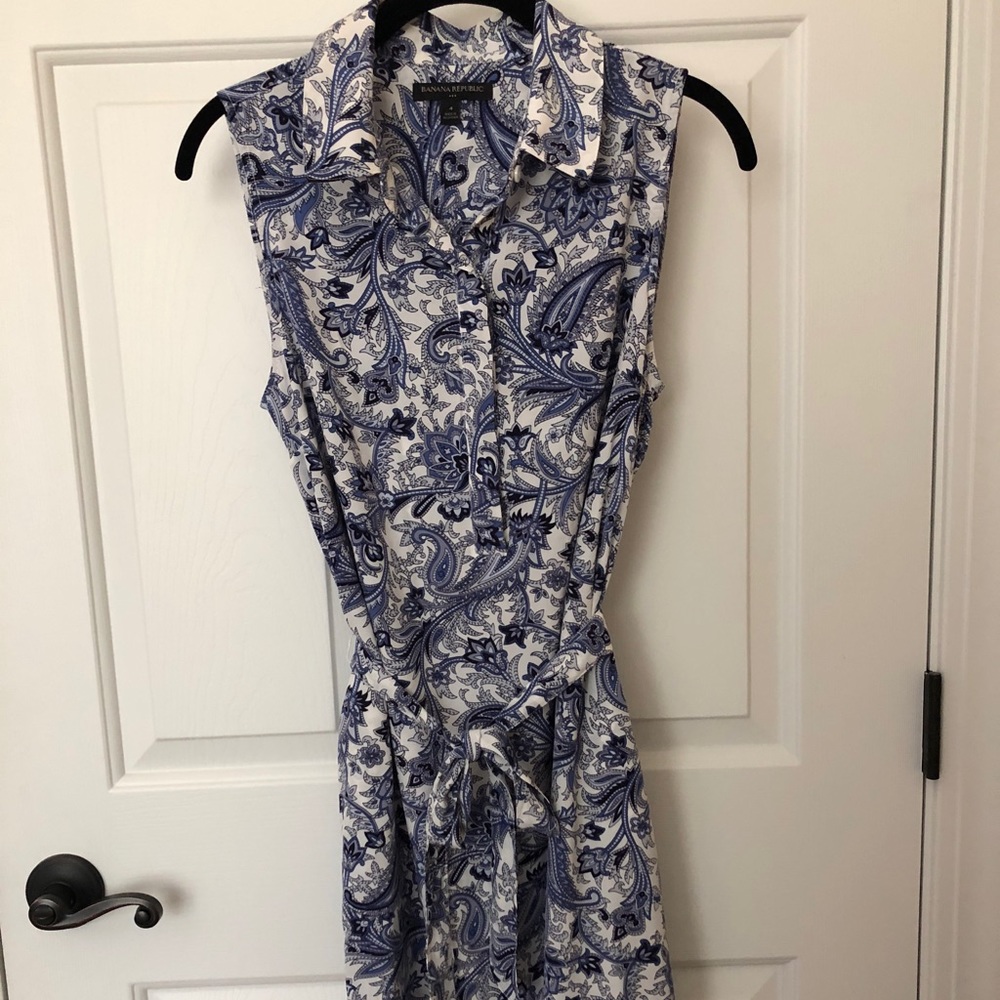 Banana Republic Blue Floral Print Dress Sz 4
